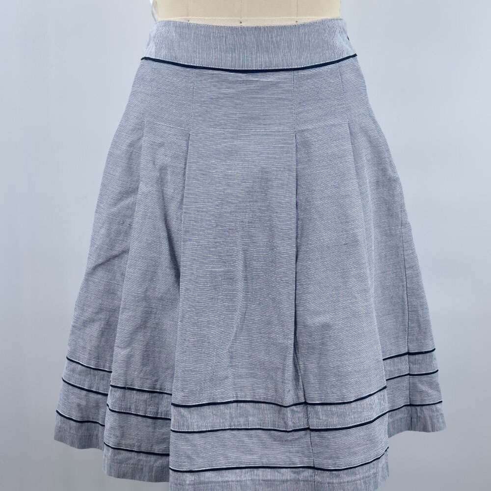 SOUP tag mini pleated skirt seersucker blue white 8